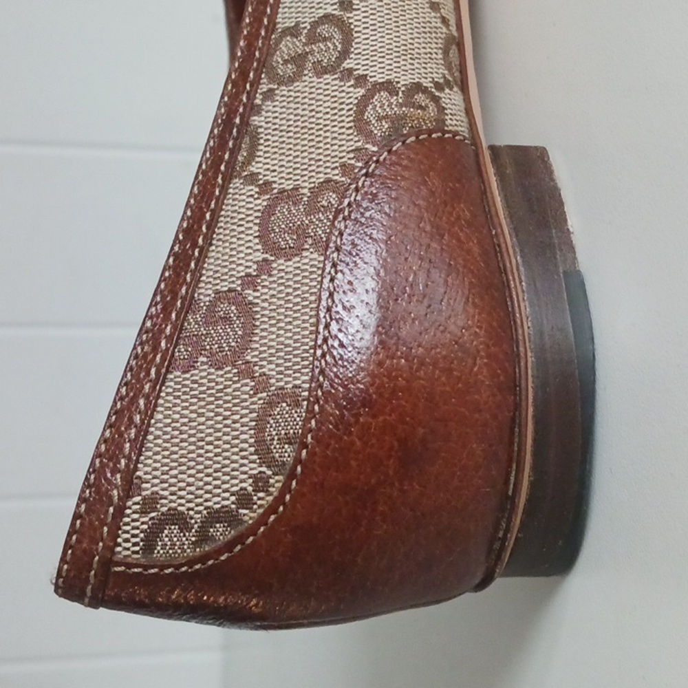 Gucci Tan Logo Canvas Flats In Box W Bamboo Bit. - Picture 6 of 7